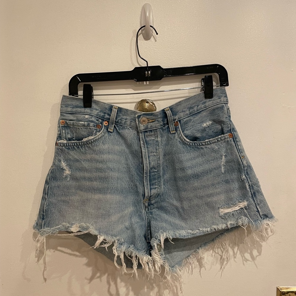 Agolde High Waist Parker Denim Shorts in Swampmeet